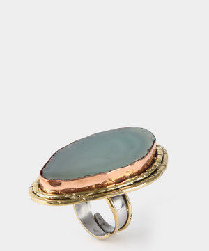 ANILLO DE LATON CON PIEDRA GRANDE SEMIPRECIOSA