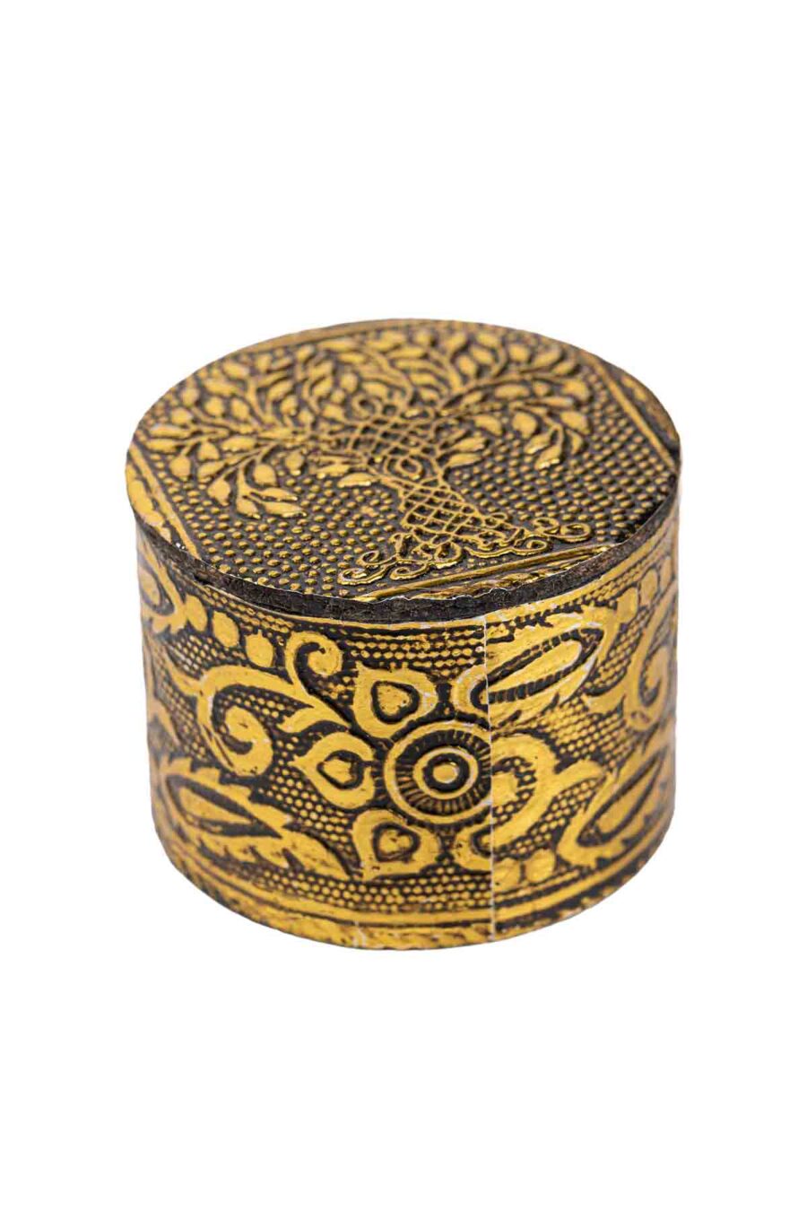 CAJA DE MADERA Y METAL DECORADA A MANO 5CM X5CM X4,2CM