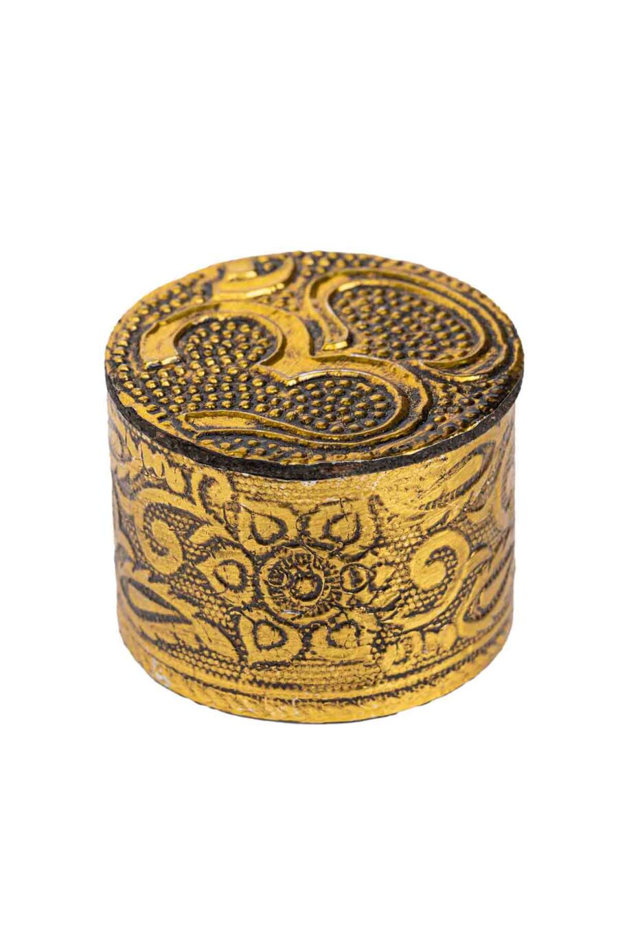 CAJA DE MADERA Y METAL DECORADA A MANO 5CM X5CM X4,2CM