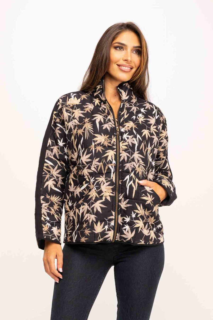 CHAQUETA ALGODÓN ESTAMPADA CON CREMALLERA