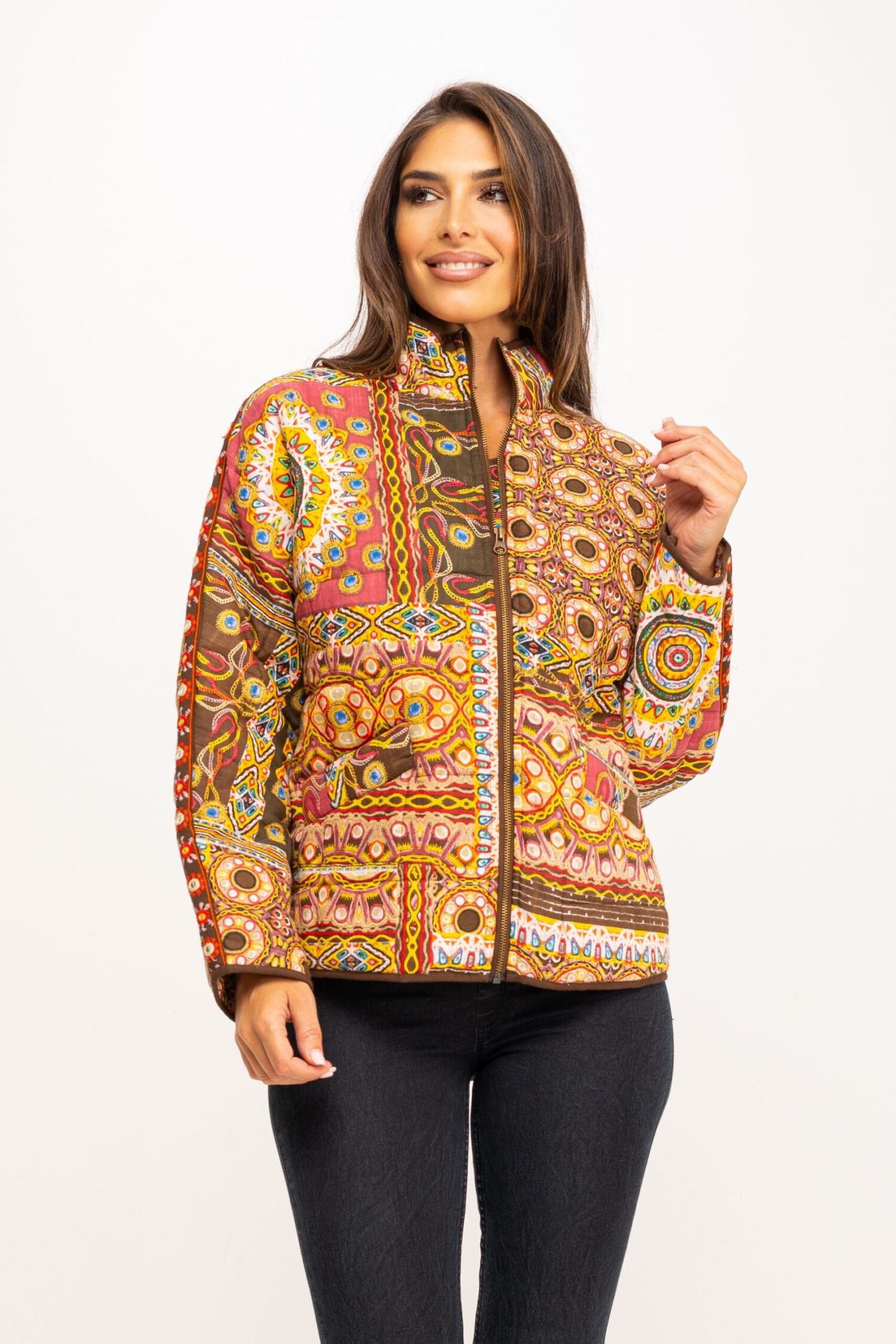 CHAQUETA ALGODÓN ESTAMPADA CON CREMALLERA