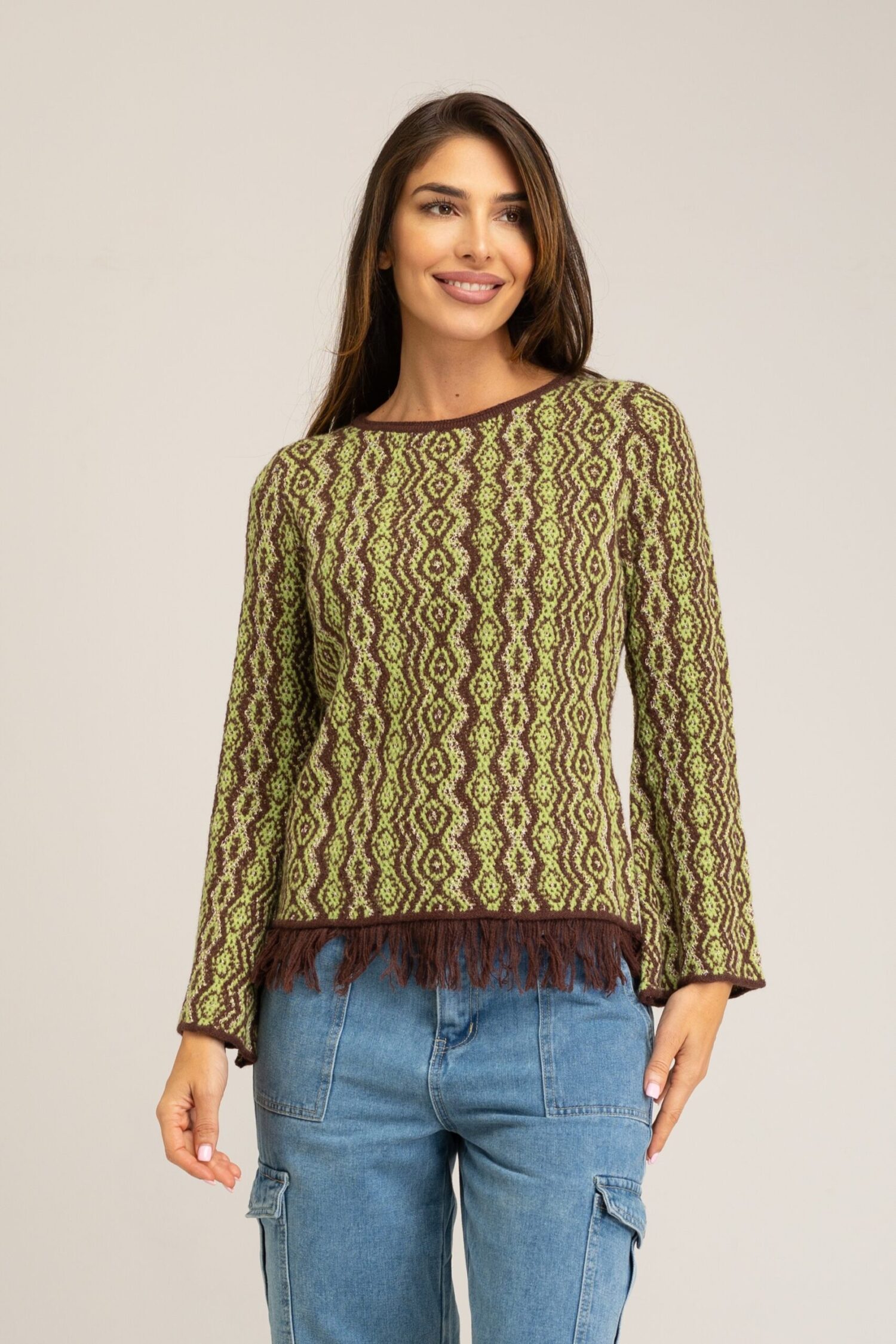 JERSEY CROCHET CON FLECOS CUELLO REDONDO