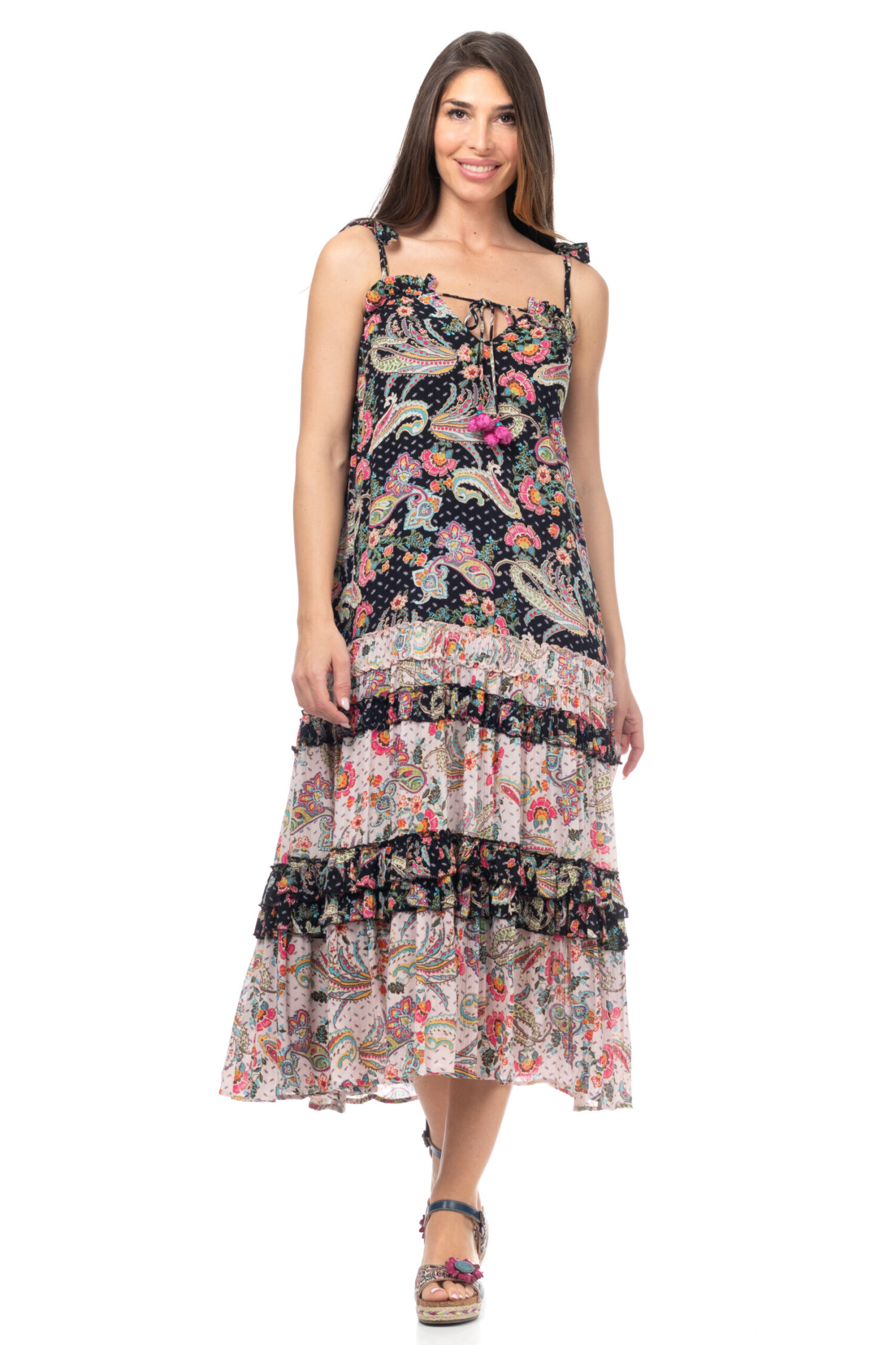 VESTIDO CON DOS ESTAMPADOS DE TIRANTES