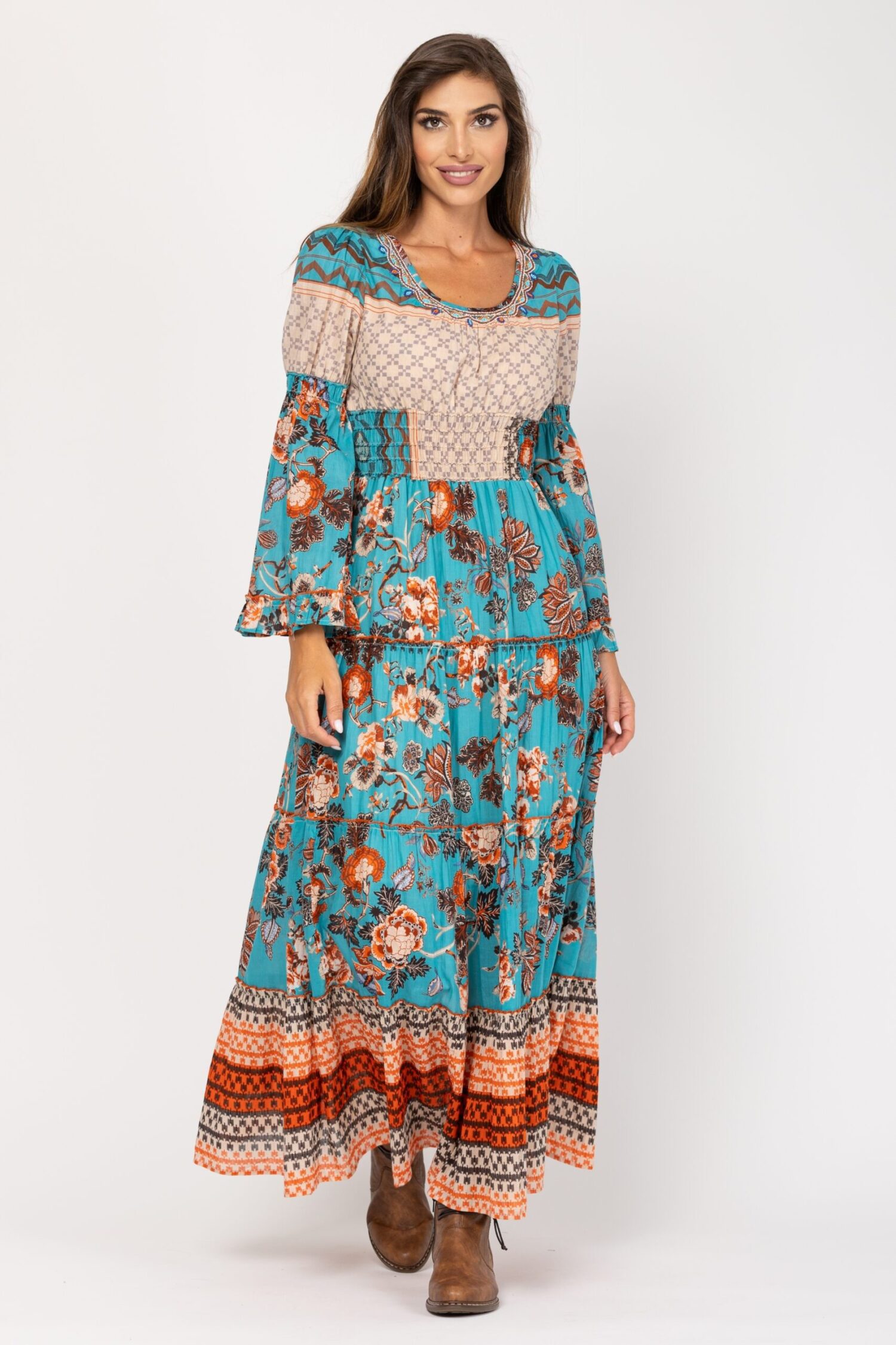 VESTIDO CON DIFERENTES ESTAMPADOS PR8128V